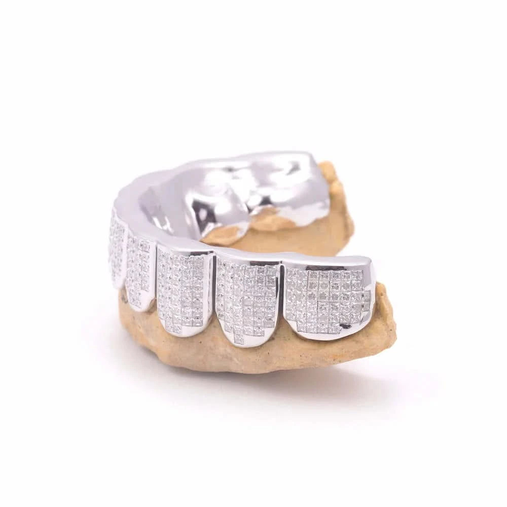 Invisible Set Princess Cut Moissanite Bottom Diamond Grillz