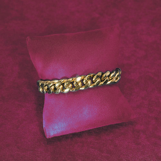 12MM Cuban Link Bracelet 14K Yellow Gold