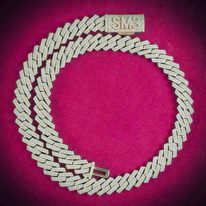 12MM Custom Clasp Two-Tone Cuban Link Chain 14K Gold