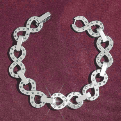 13MM Moissanite Infinity Link Bracelet 14K Gold