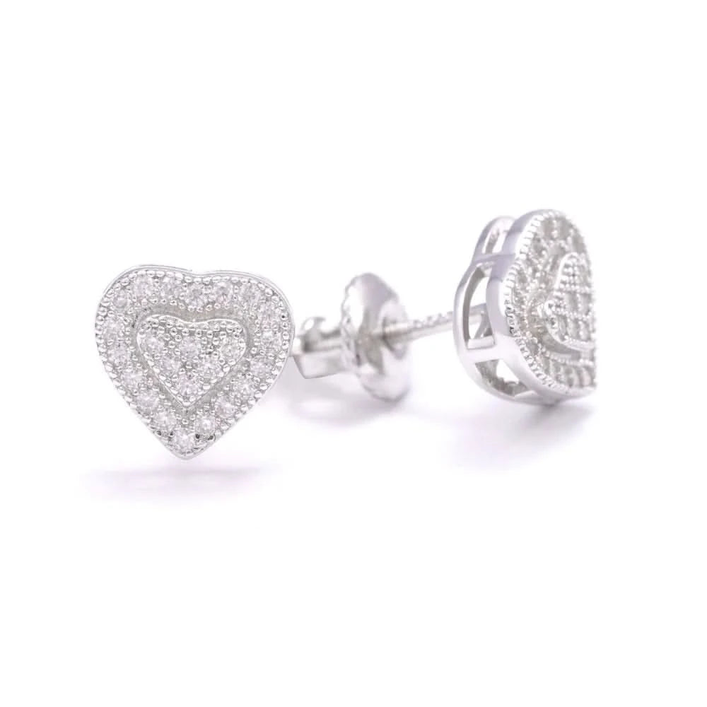 2 Layer Moissanite Heart Earrings 14K Gold