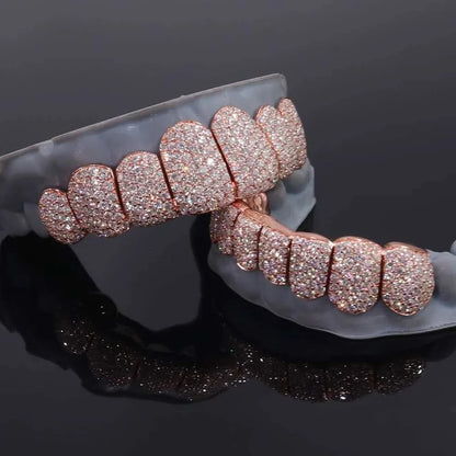 Rose Gold Perm Cut Custom Diamond Grillz 14K Gold