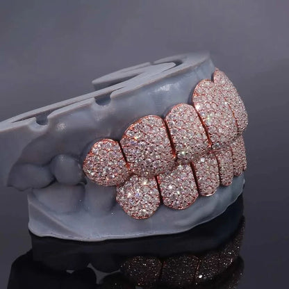 Rose Gold Perm Cut Custom Diamond Grillz 14K Gold