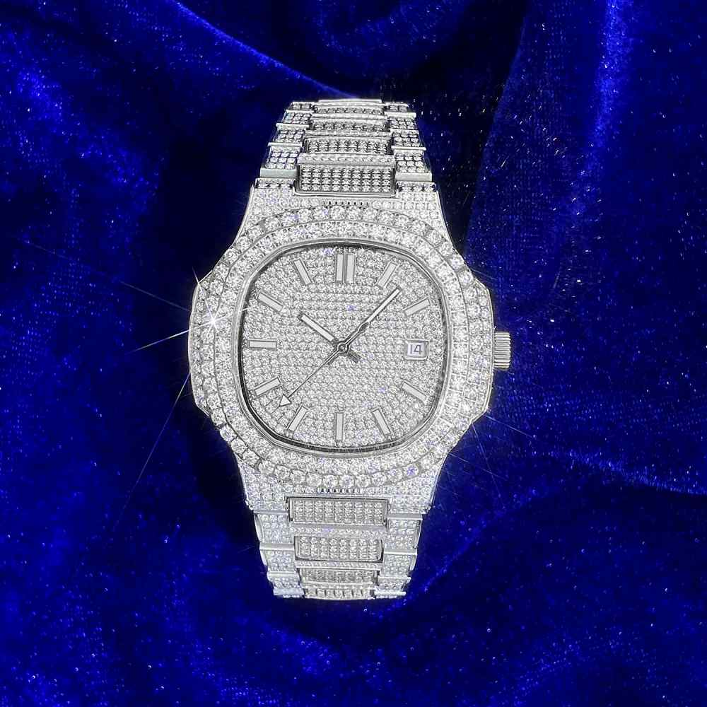 Circle Face Moissanite Watch 14K White Gold