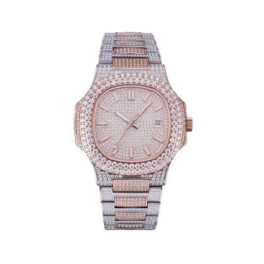 Circle Face Moissanite Watch 14K Rose Gold