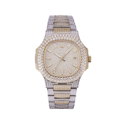 Circle Face Moissanite Watch 14K Yellow Gold