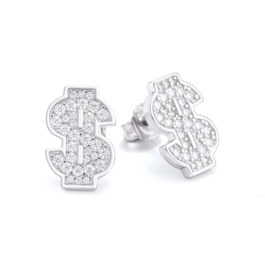 Dollar Sign Moissanite Earrings 14K Gold