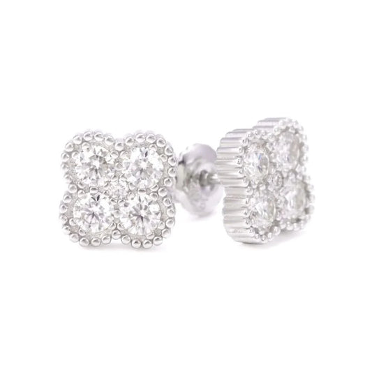 Four Leaf Moissanite Pointer Earrings 14K Gold