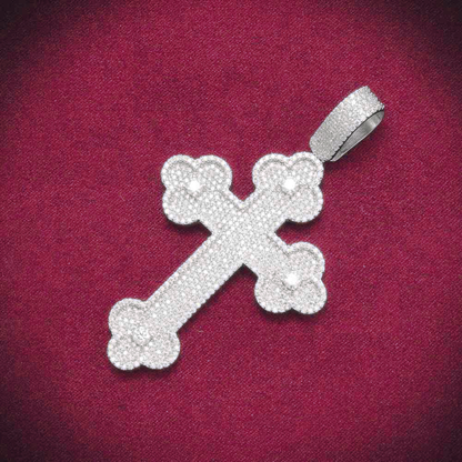 Moissanite Clover Cross Pendant 14K Gold