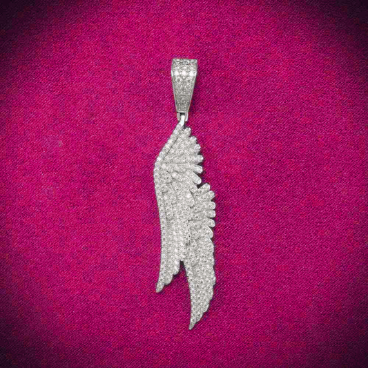 Moissanite Feather Pendant 14K Gold