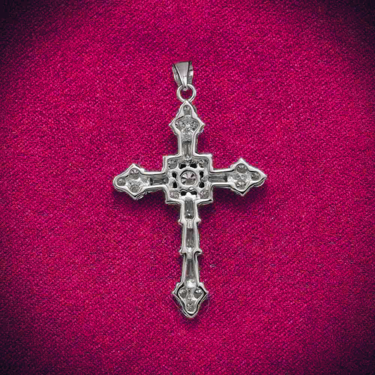 Moissanite Latin Cross Pendant 14K Gold