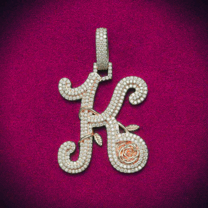 Moissanite Letter K Pendant 14K Rose Gold