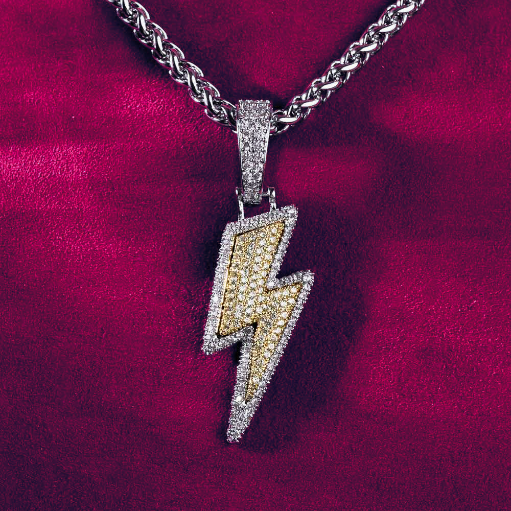 Moissanite Lightning Bolt Pendant 14K Gold