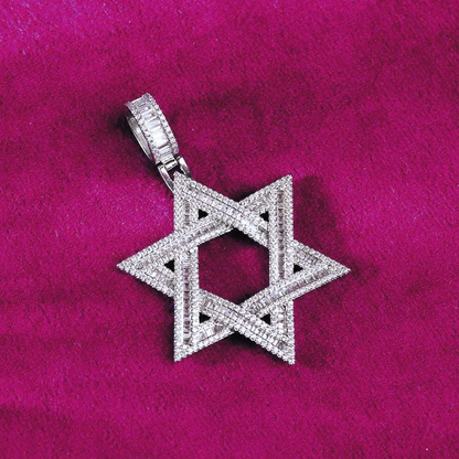 Moissanite Star of David Pendant 14K Gold