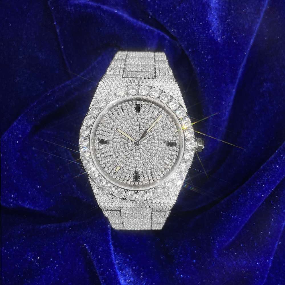 Men's Iced Out Watch 44MM 14K White Gold