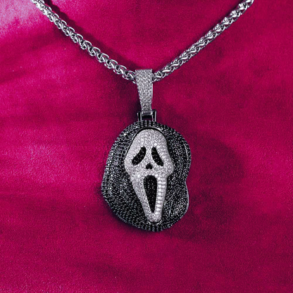 Black Moissanite Scream Pendant 14K Gold