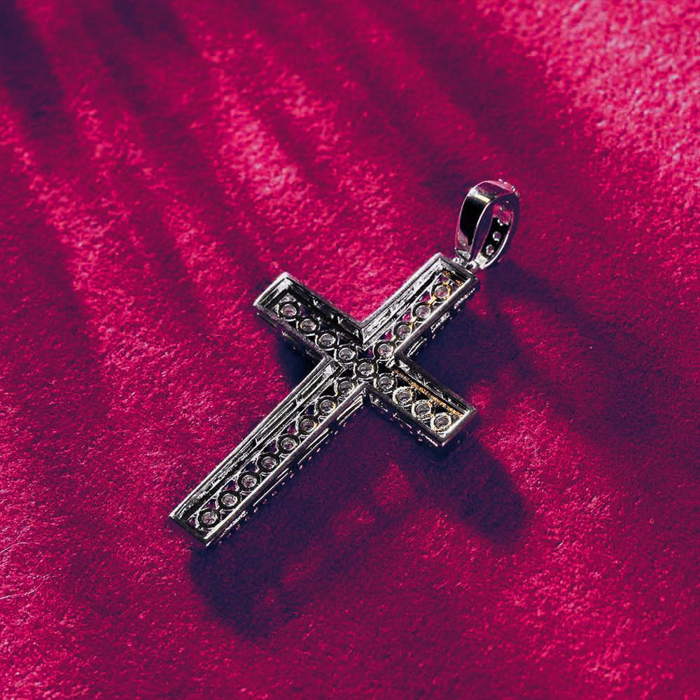 Moissanite Cluster Cross Pendant 14K Gold