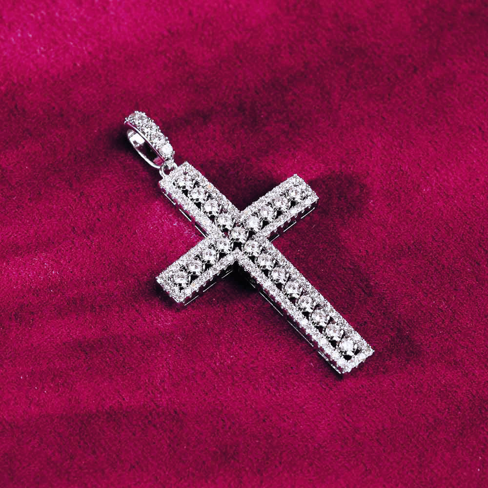 Moissanite Cluster Cross Pendant 14K Gold