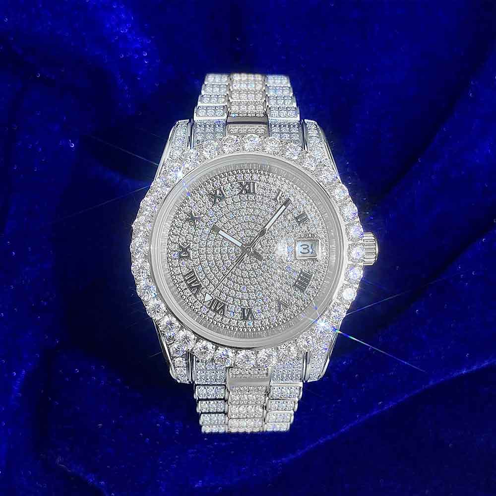 Moissanite Presidential Watch 14K White Gold