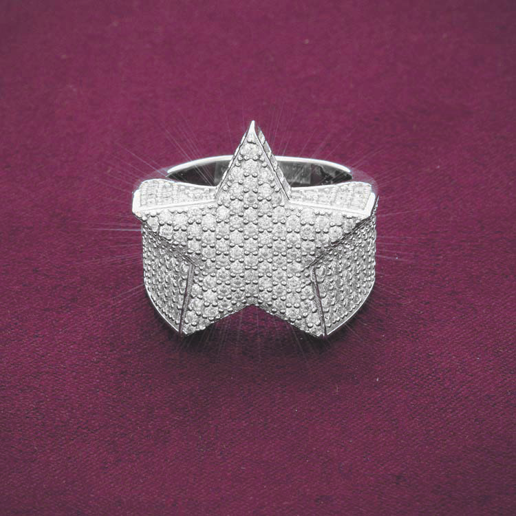 Moissanite Star Ring 14K Gold