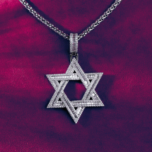 Moissanite Star of David Pendant 14K Gold