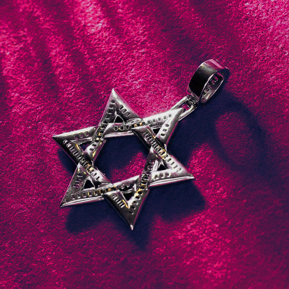 Moissanite Star of David Pendant 14K Gold