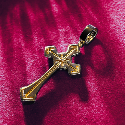 Moissanite Wrapped Cross Pendant 14K Gold