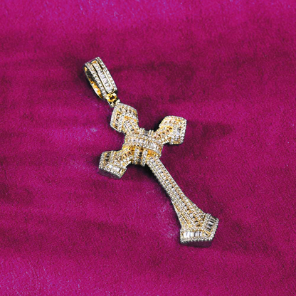 Moissanite Wrapped Cross Pendant 14K Gold