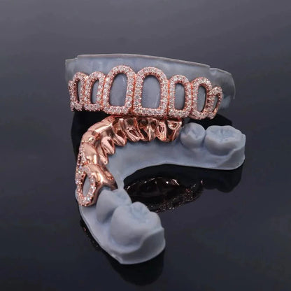 Rose Gold Open Face Custom Diamond Grillz