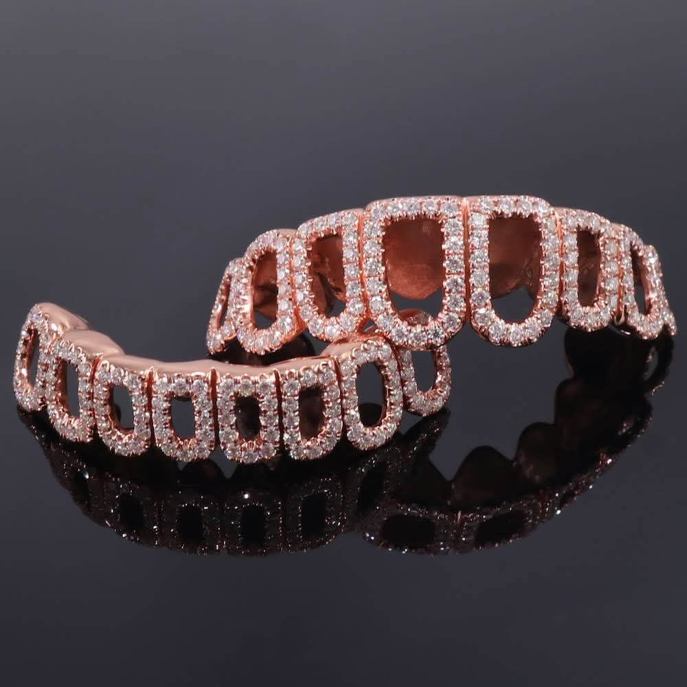 Rose Gold Open Face Custom Diamond Grillz