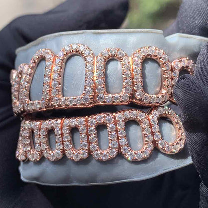 Rose Gold Open Face Custom Diamond Grillz