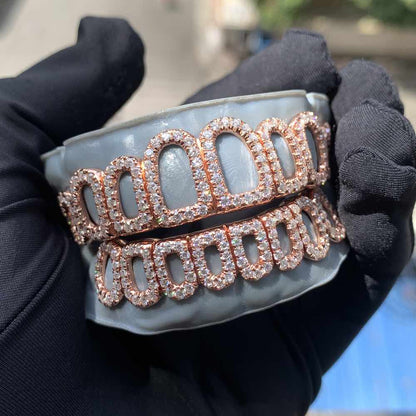 Rose Gold Open Face Custom Diamond Grillz