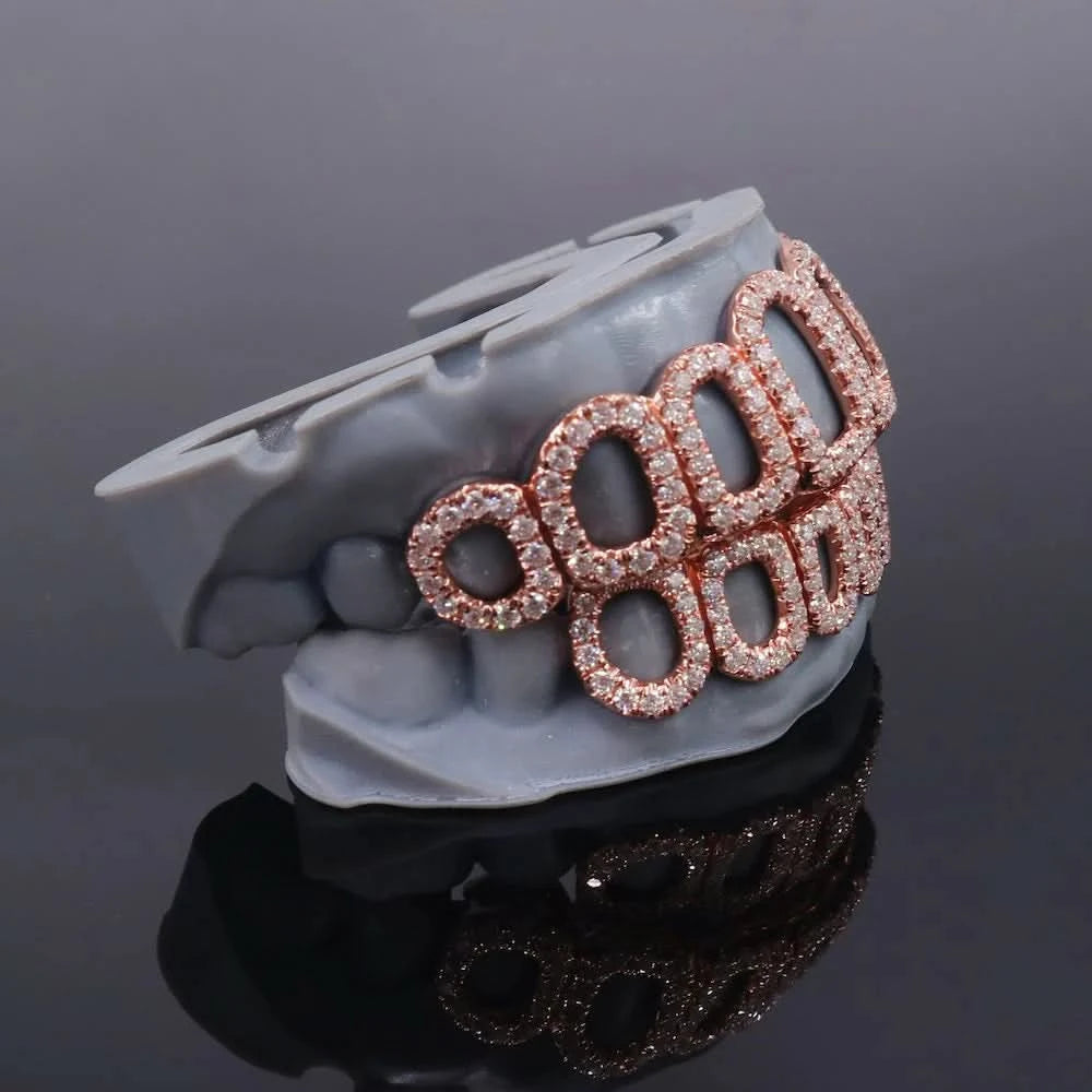 Rose Gold Open Face Custom Diamond Grillz