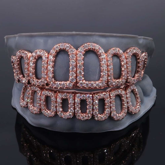 Rose Gold Open Face Custom Diamond Grillz