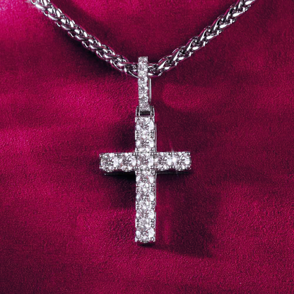 Moissanite Micro Cross Pendant 14K Gold