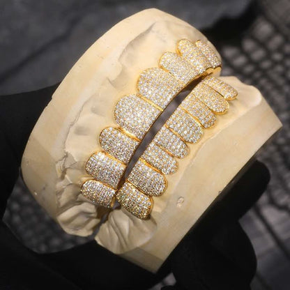 Custom Moissanite Diamond Grillz 14K Yellow Gold