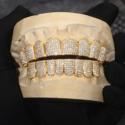 Custom Moissanite Diamond Grillz 14K Yellow Gold