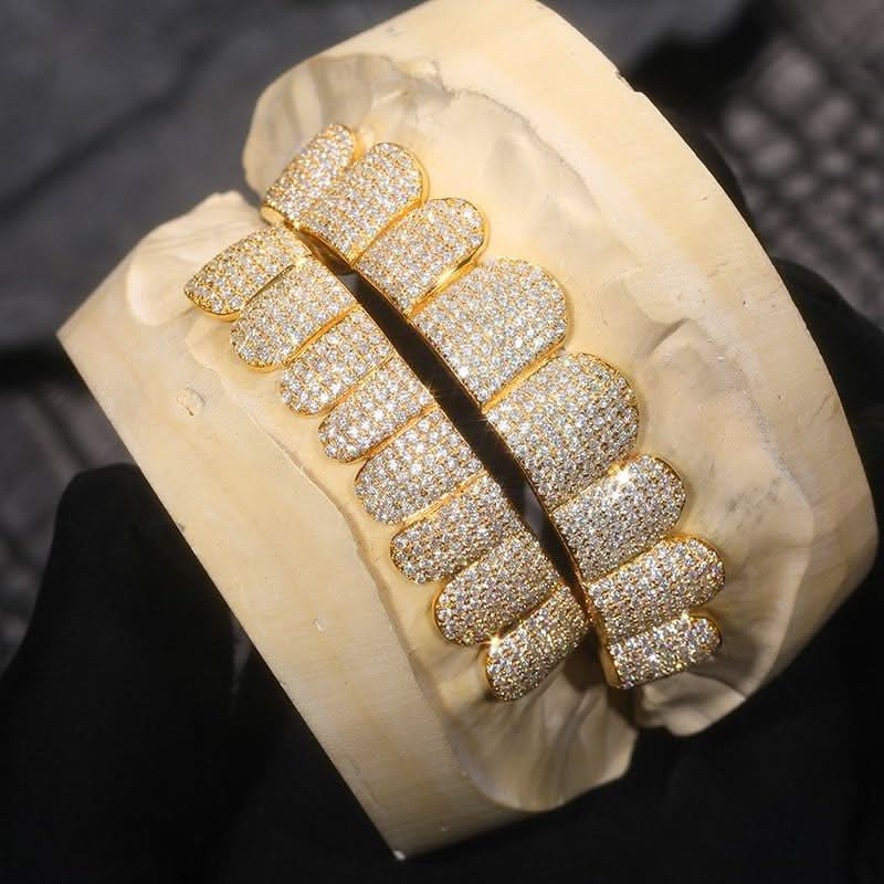 Custom Moissanite Diamond Grillz 14K Yellow Gold